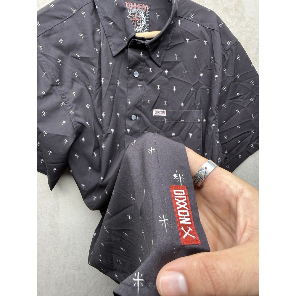 Dixxon Flannel Co The Historia Party Shirt Mens L Black Short Sleeve Pearl Snaps - Picture 5 of 7